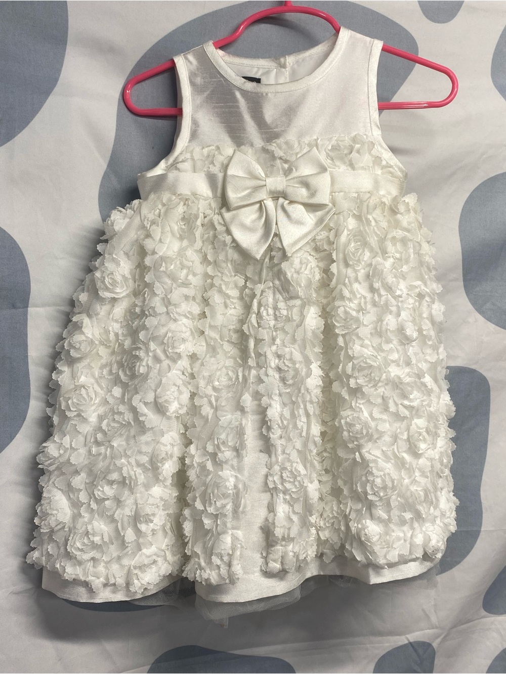 Wendy Bellissimo Ivory Floral Rosette Bow Sleeveless Dress 18 month
